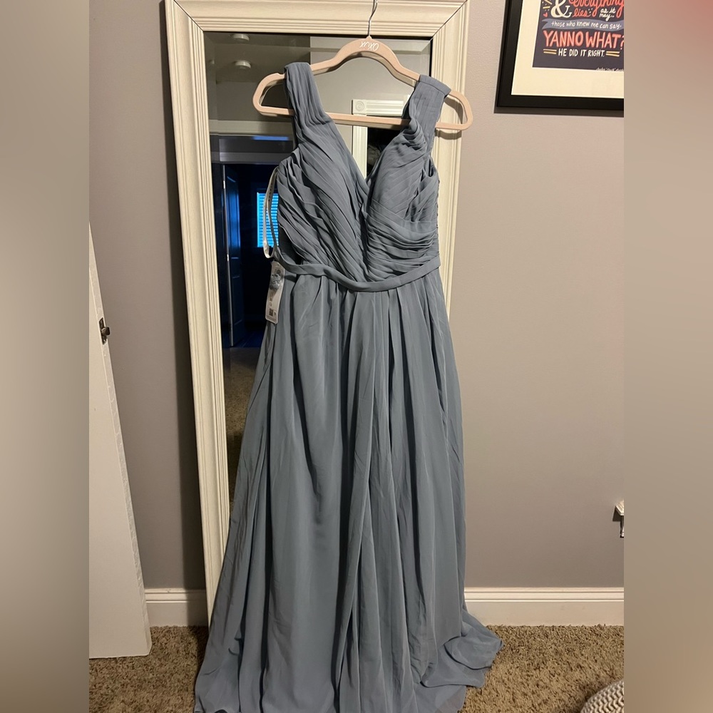 Azazie Dusty Blue Audrianna Bridesmaid Dress NWT Size 12